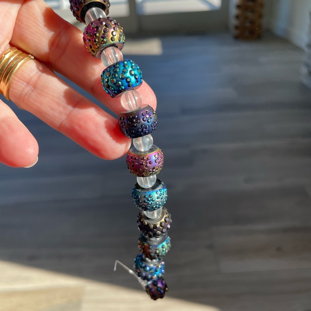 Mixed Blue Purple Shimmering Plastic Bead Rondelles for Jewelry Craft Making